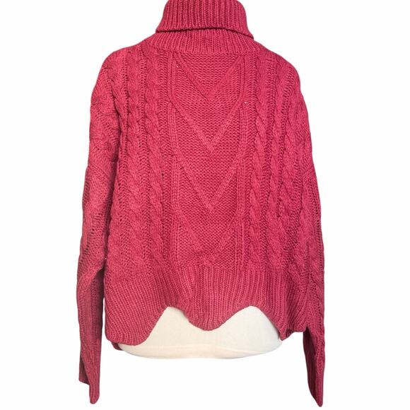 Lulu’s Sweaters - Lulus Cable Knit Turtleneck Sweater Burgundy Long Sleeve Women Size M NWT